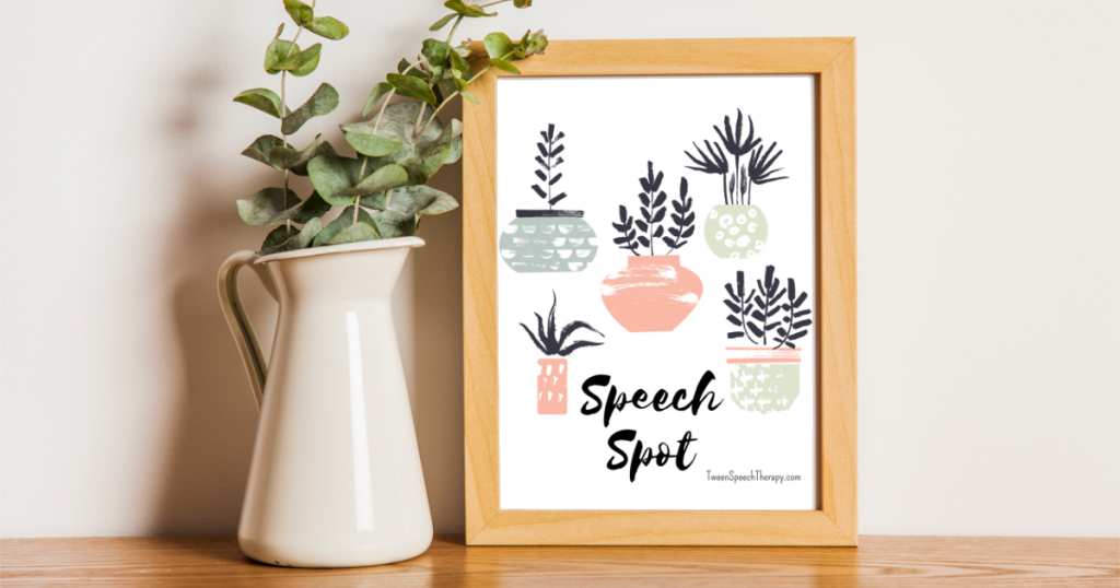 Speech Room Poster: Speech Spot by Tween Speech Therapy
