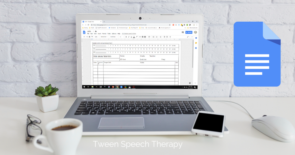 Make a Speech Therapy Data Sheet on Google Docs