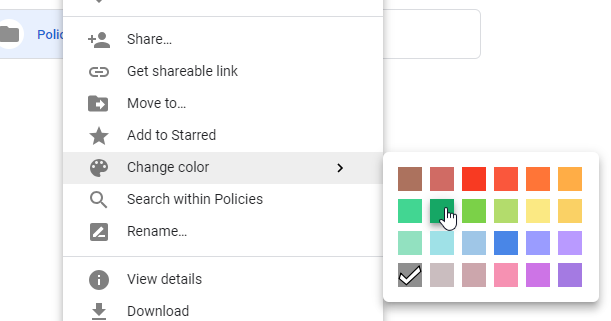 google drive change color