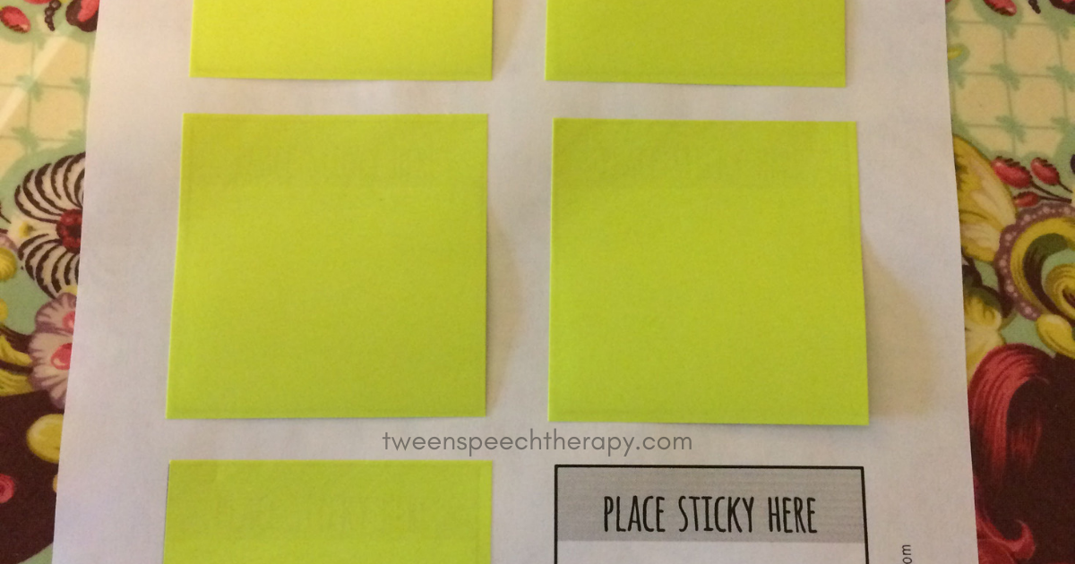 speech therapy print sticky notes