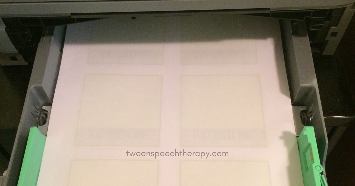 printing speech therapy sticky notes